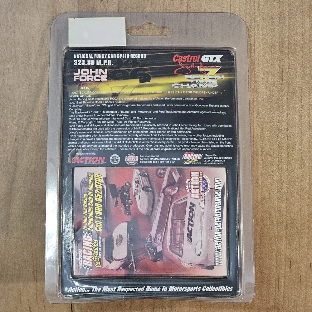 NHRA Action John Force 7X Champ 1998 Mustang Funny Car 1:64 Limited Edition Gold